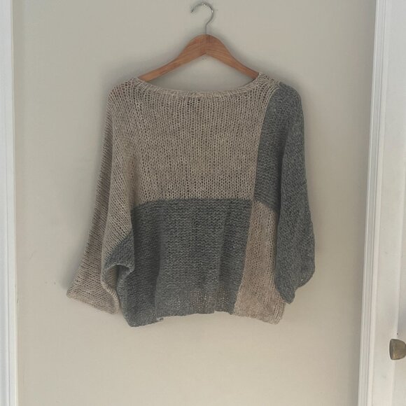 Eileen Fisher Colorblock Alpaca Blend Sweater | Oversized Boxy Size Medium - Picture 7 of 7